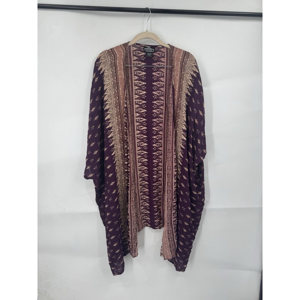 Angie Aztec Bohemian Open Cardigan Women S Purple Lightweight Hobo‎ Artsy Retro